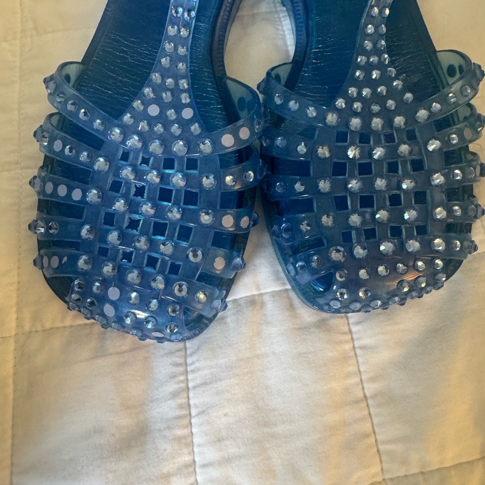 Jeffrey Campbell Blue Studded Sandals Jellies - Picture 3 of 5